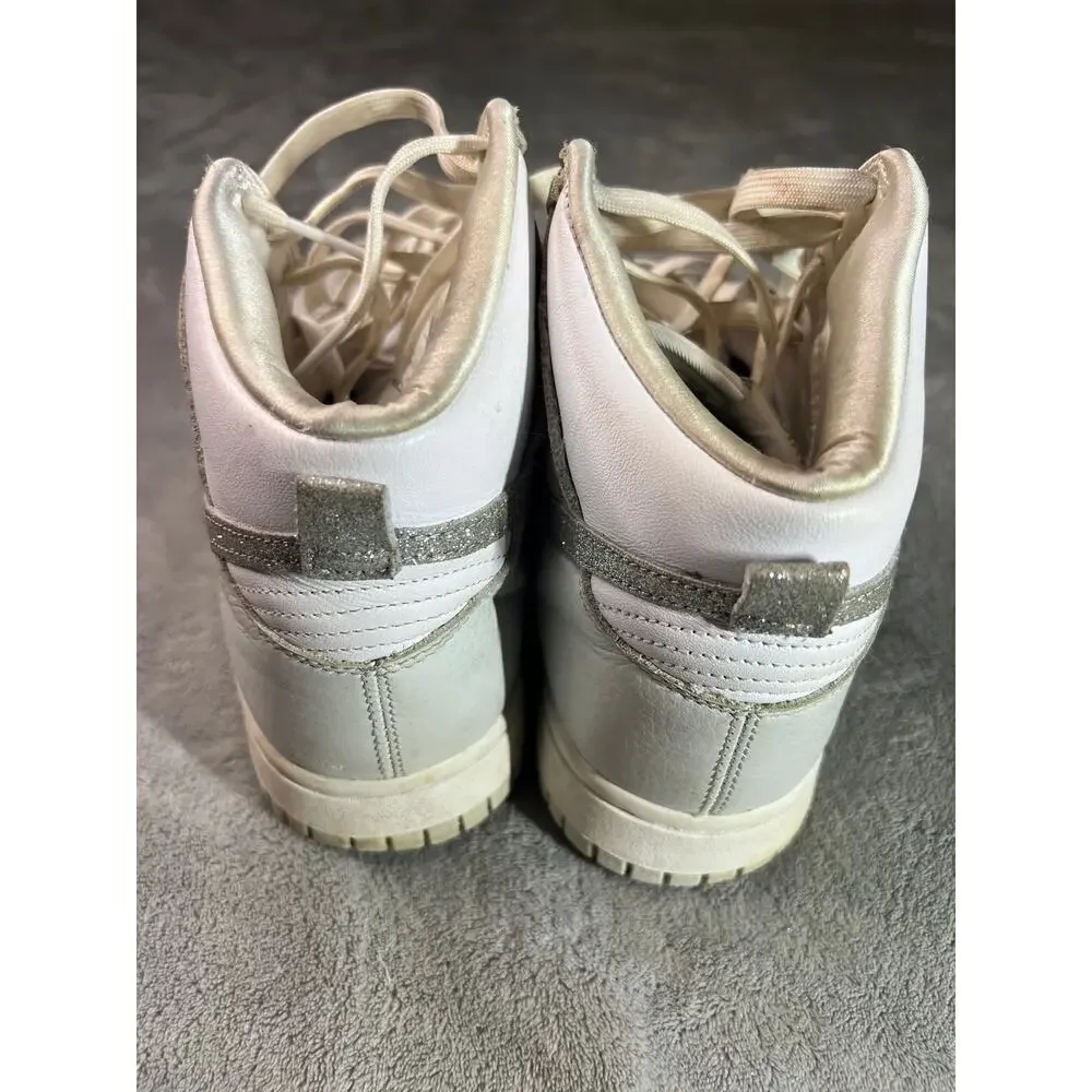 Nike Dunk High Silver Glitter Swoosh sneakers womens 9